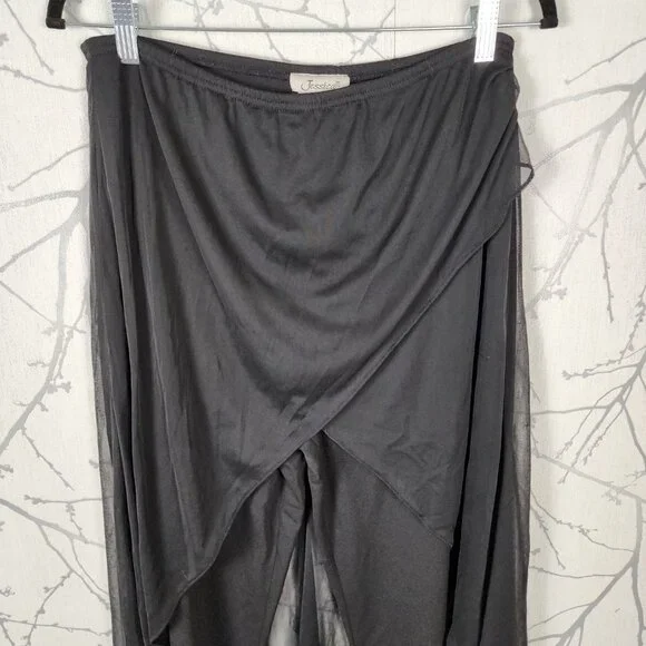 Jessica Vintage Black Chiffon Overlay Criss Cross Wide Leg Pants - Picture 2 of 6